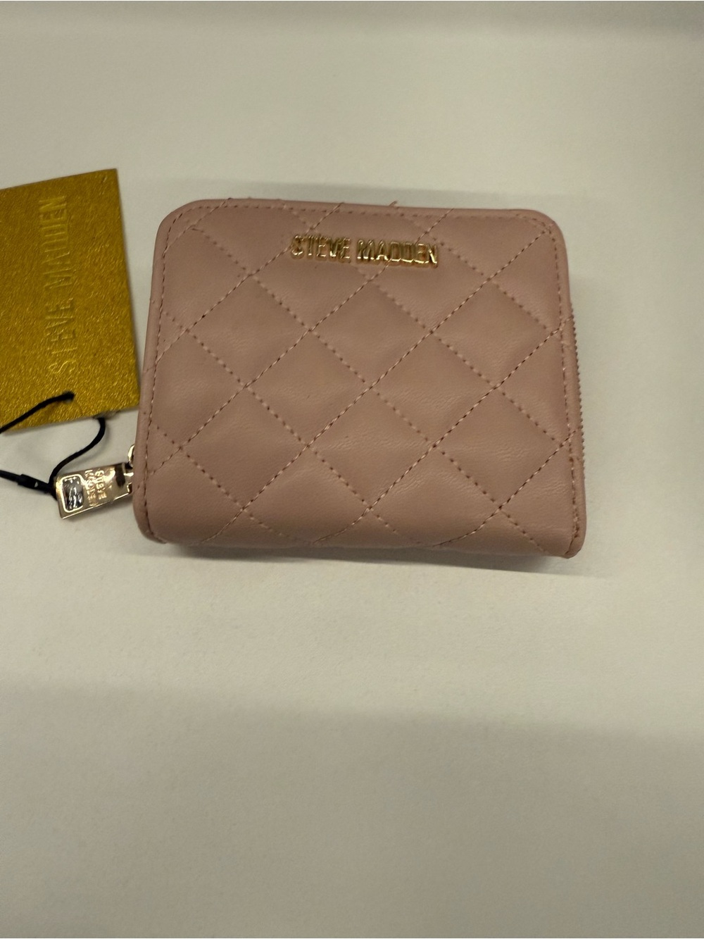 Steve Madden Quilted Compact Wallet - Dusty Pink